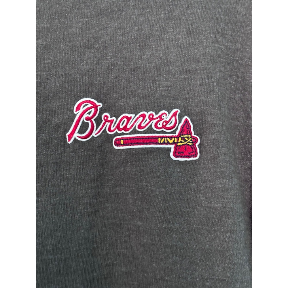 Atlanta Braves MLB Crewneck LS Shirt Charcoal Grey Antigua Mens Large